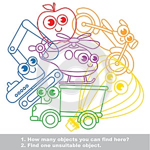 Cute toy transport mishmash set in vector. photo