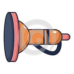 Cute toy trumpet icon, cartoon style