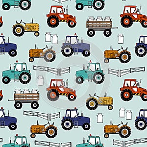 Cute tractors and farm.