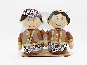 Cute Traditional Statue Model for Marry Couple Symbol and Invitation in White Isolated Background 01