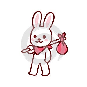 Cute travelling bunny character