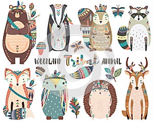 Cute Tribal Woodland Animal Elements