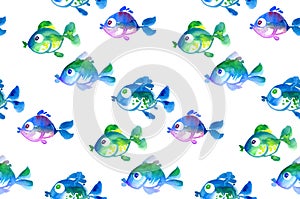 Cute tropical fish seamless pattern.