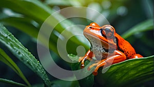 cute tropical red frog nature wildlife amphibian