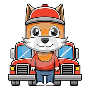 Cute trucker cat cute antropomorphic vector EPS