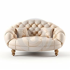 Cute Tufted Sofa On Isolated White Background - 3d Render