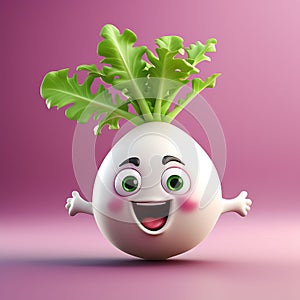 Cute Turnip Duo: Funny Upset Turnip and Happy Turnip Displaying Weird Face Emotions