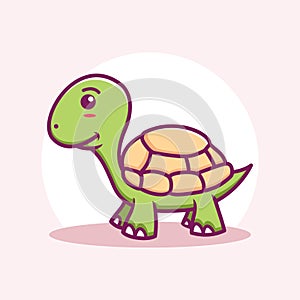 Cute Turtle Cartoon Icon Illustration. Animal Flat Cartoon Style