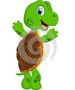 Cute turtle cartoon posing
