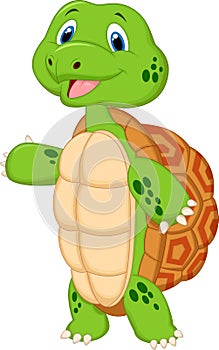 Cute turtle cartoon presenting