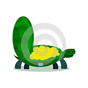 Cute turtle with coin, turtle safe icon