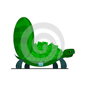 Cute turtle with money, turtle safe icon