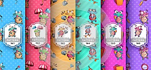 Cute turtle - set seamless pattern