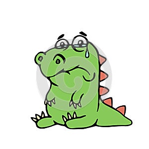 Cute unhappy dinosaur. vector illustration.