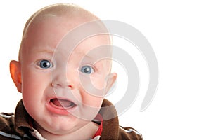 Cute unhappy or surprised baby