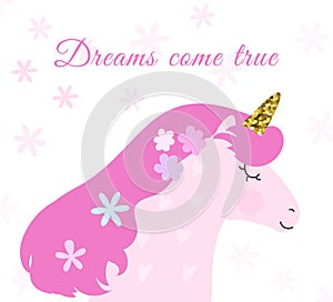 Cute unicorn card and t-shirt design. Lovely pastel colours.
