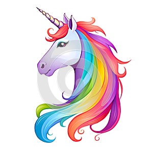 Cute unicorn cartoon horse head