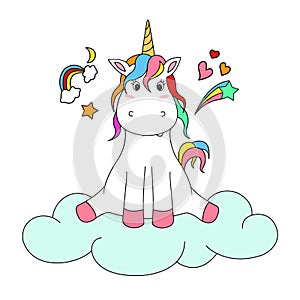 Cute Unicorn with cloud.