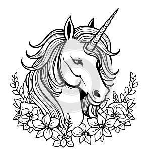 Cute Unicorn coloring page for kids - EPS Vector