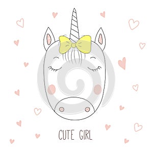 Cute unicorn girl portrait