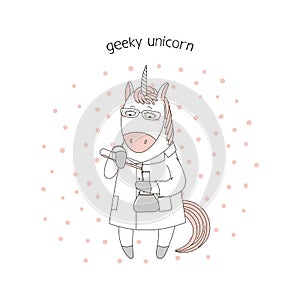Cute unicorn in a lab coat