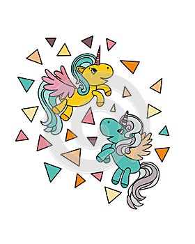 Cute unicorn pattern. Children`s illustration for girls