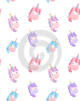 Cute unicorn pattern.Vector cartoon character illustration.Design for .children`s textiles. Girls, kids. magic concept