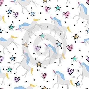 Cute unicorn seamless pattern baby cute vector illustration for kids and children fashion textile ready for print