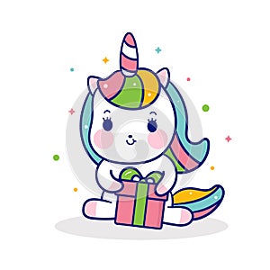 Cute Unicorn vector pony cartoon hug gifts kawaii animal: Fabulous fashion, fairytale horse party Birthday, new year, christmas