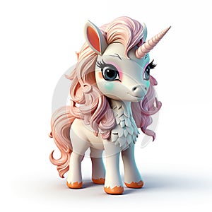 Cute unicorn on white background