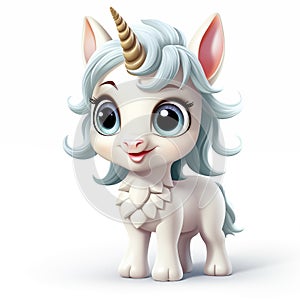 Cute unicorn on white background