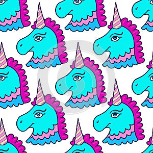 Cute unicorns seamless pattern for childish wall paper or textile design. Printable pattern for kids stationery
