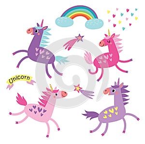 Cute unicorns. Vector illustration
