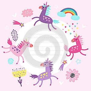 Cute unicorns. Vector illustration