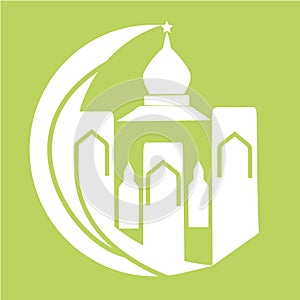 Cute and Unique Mosque Vector on the Green Background