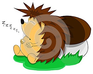 Cute unusual sleeping vector cartoon hedgehog