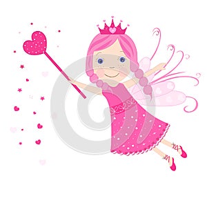 Cute valentine fairy tale pink stars and hearts vector background