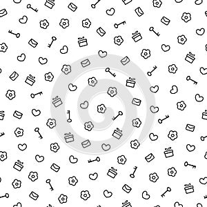 Cute valentine monochrome seamless pattern. Pretty background. Romantic wallpaper.