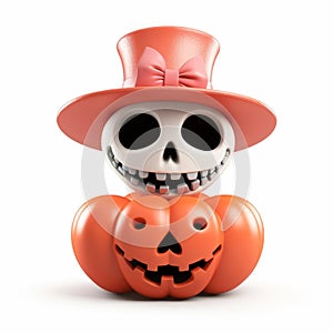 Cute Valentine\'s Day Jackolantern With Skeleton Hat 3d Render