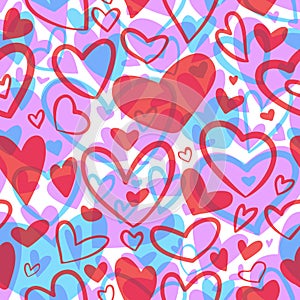 Cute valentine seamless pattern with hearts. Love theme. Weddi