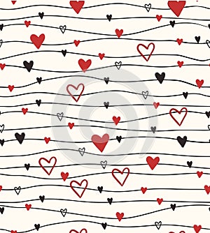 cute valentine seamless pattern. valentine's day vector illustration with hearts