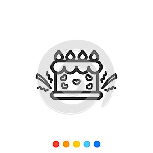 Cute valentines cake flat design element,Icon,Vector and Illustration