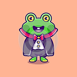 cute vampire frog cartoon illustration