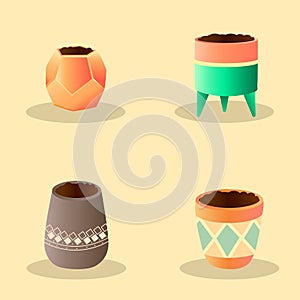 Cute vas aesthetic cartoon illustration set