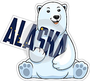 Cute Vector Alaska sticker with cartoon polar bear