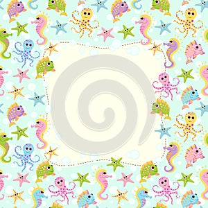 Cute vector baby seamless background. Cartoon children pattern.