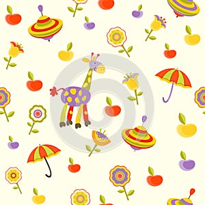 Cute vector baby seamless background. Cartoon children pattern.