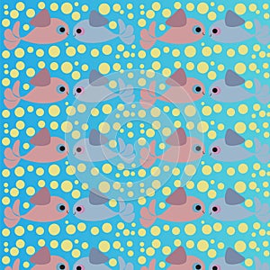 Cute vector background couple of fish pattern illustration
