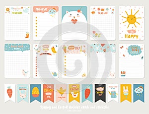 Cute Vector Cards, Notes, Stickers