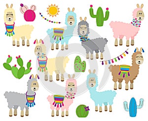 Cute Vector Collection of Llamas, Vicunas and Alpacas photo